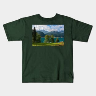 Low Water in Sauris Lake, North Italy Kids T-Shirt